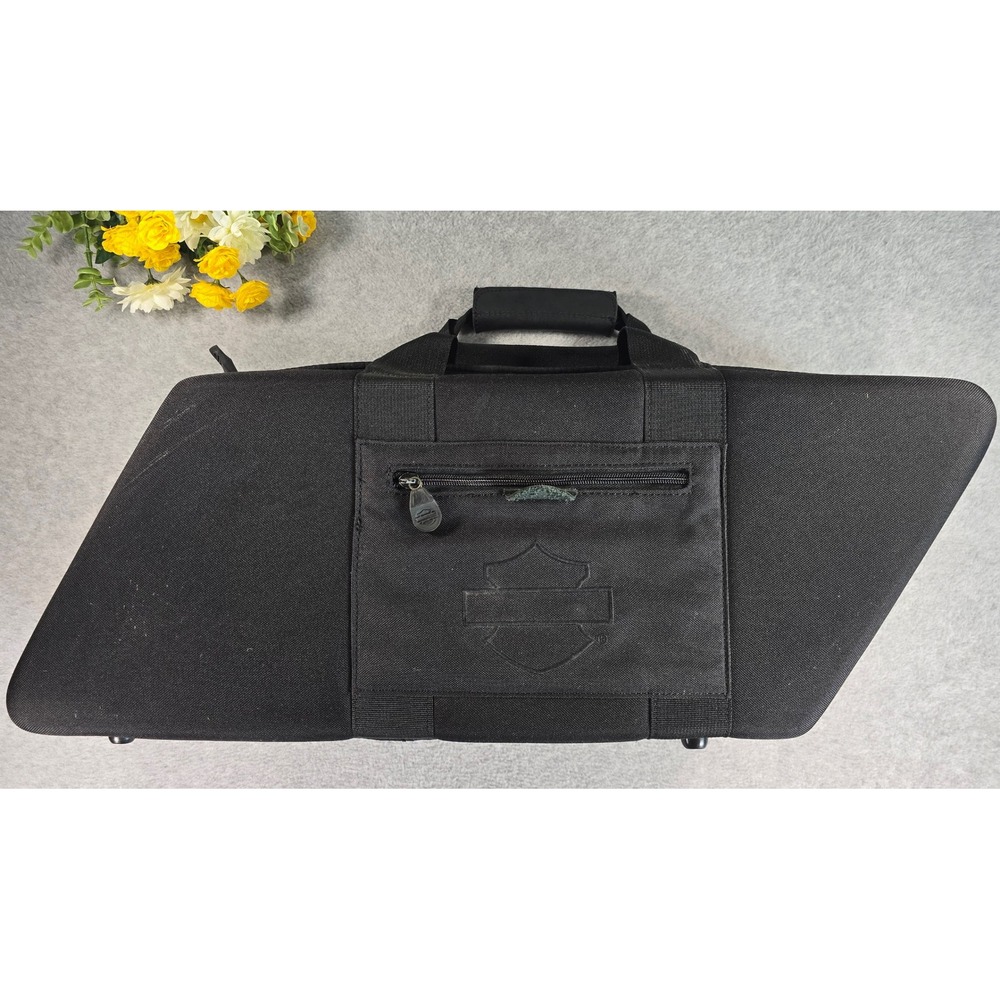 Harley Davidson Black Nylon Hard Saddlebag Liner Travel Bag Embroidered Logo